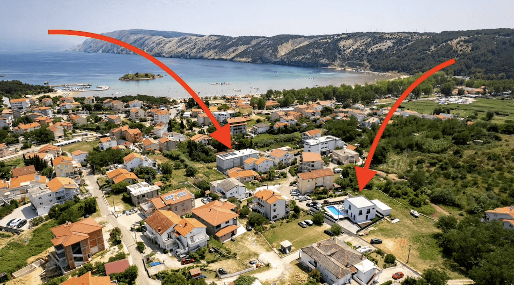 200 m from Rajska Beach – San Mar Lopar aerial view