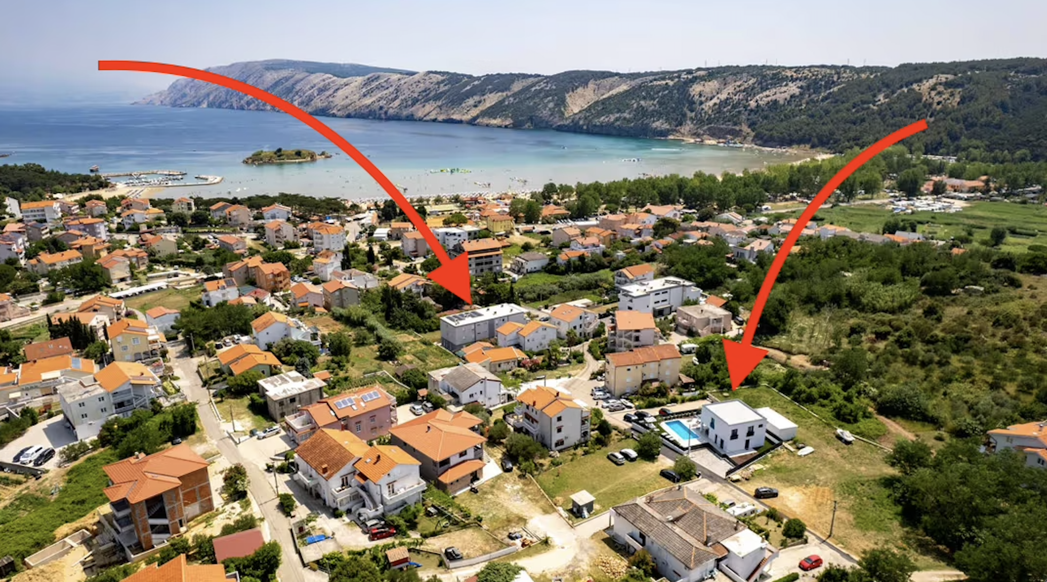 200 m from Rajska Beach – San Mar Lopar aerial view